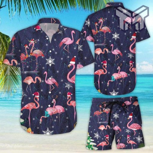 Flamingo Hawaii Shirt Pink Flamingos With Fairy Light On Christmas Hawaii Shirt Gifts For Christmas Lovers