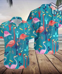 Flamingo Hawaiian Shirt Summer Beach Aloha For Men Women Summer Beach Pet Shirt Honeymoon Couple Shirts