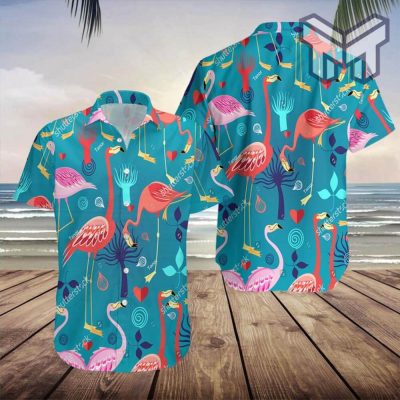 Flamingo Hawaiian Shirt Summer Beach Aloha For Men Women Summer Beach Pet Shirt Honeymoon Couple Shirts