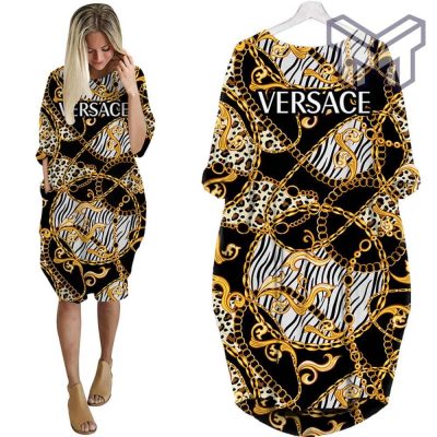 Gianni versace black gold batwing pocket dress luxury brand clothing clothes outfit for women hot 2023