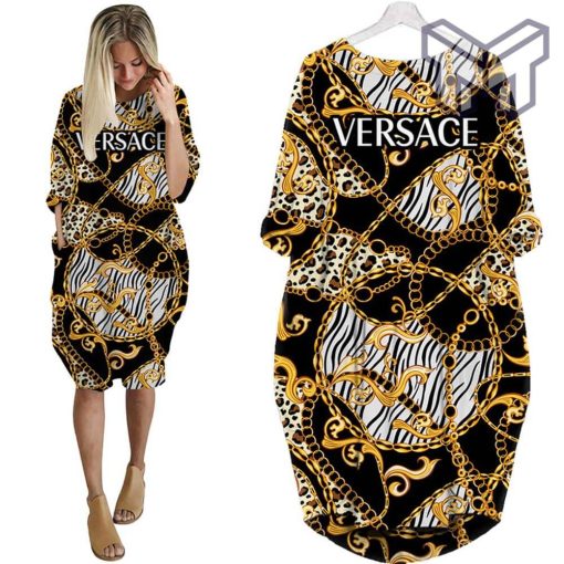 Gianni versace black gold batwing pocket dress luxury brand clothing clothes outfit for women hot 2023