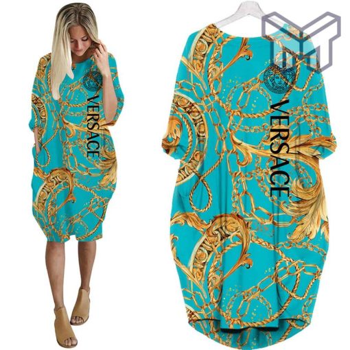 Gianni versace teal batwing pocket dress luxury brand clothing clothes outfit for women hot 2023