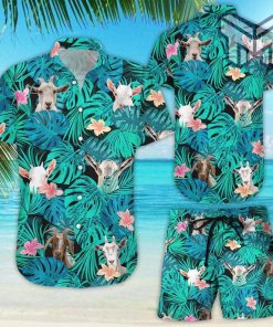 Goat Hawaiian Shirt Cute Goat Print Beach Tropical Seamless Pattern Hawaii Shirt Gifts For Animal Lovers