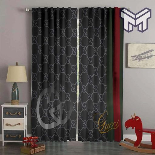 Gucci Grey Fashion Logo Luxury Brand Premium Window Curtain waterproof with sun block,curtain waterproof with sun block