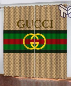 Gucci Logo Fashion Luxury Brand Window Curtain For Living Room, Luxury Curtain Bedroom For Home Decoration