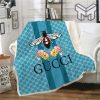 Gucci bee flower blue fashion luxury brand fleece blanket comfortable blanket