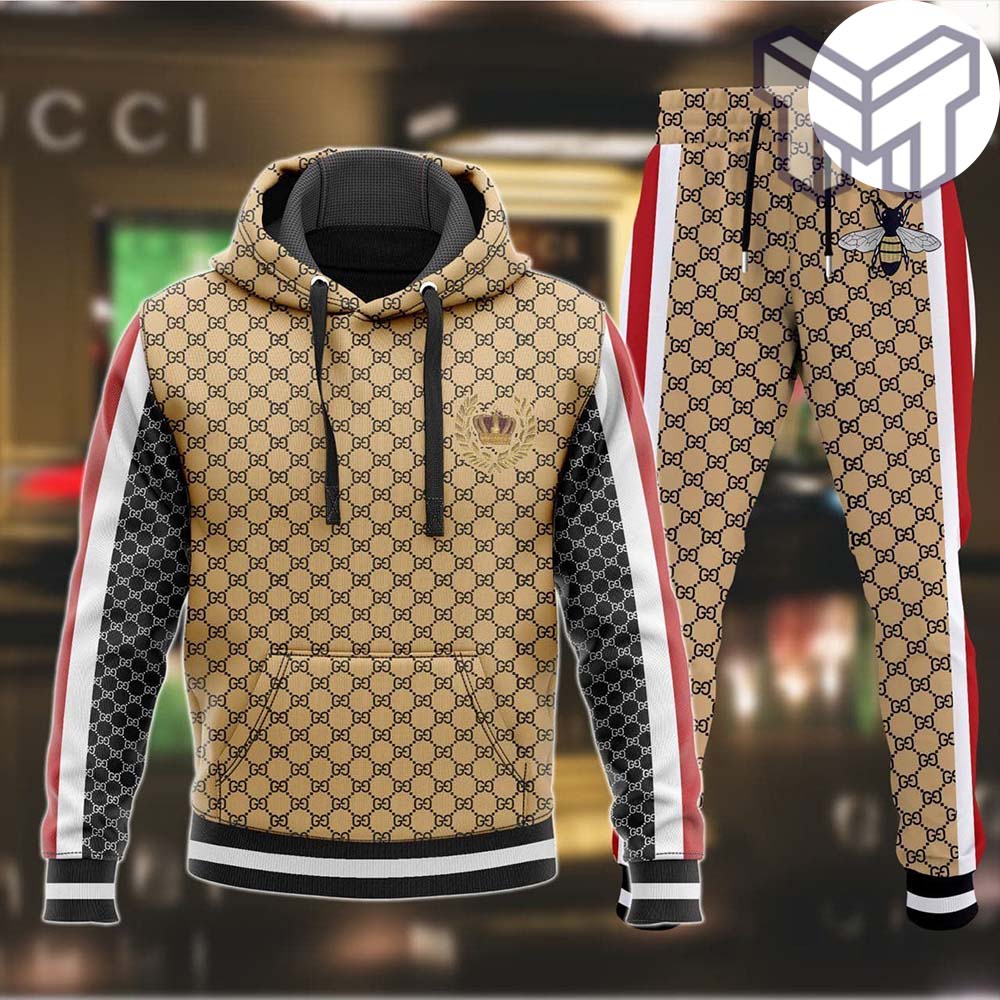 Gucci bee hoodie sweatpants pants hot 2023 luxury brand clothing clothes outfit men - Muranotex Store