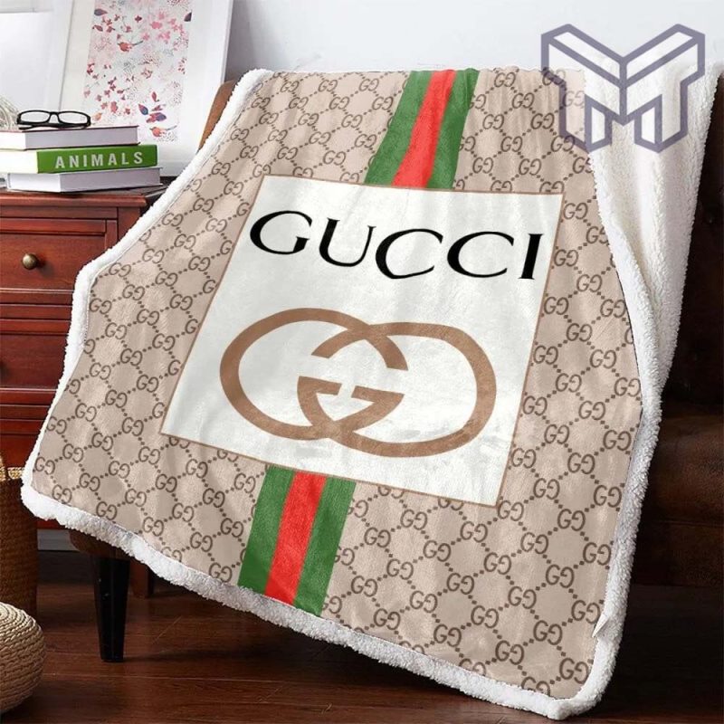 Gucci beige luxury brand premium blanket fleece hot 2023 for home decor