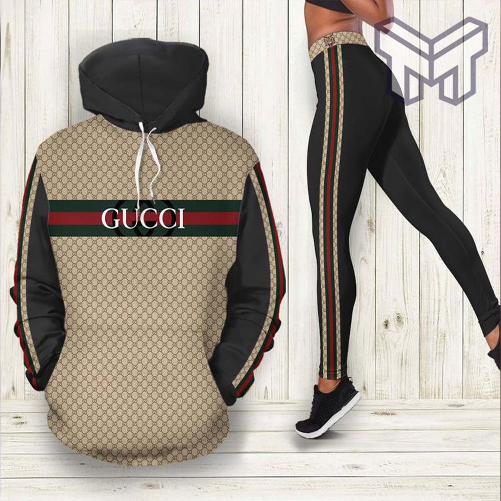 Gucci black hoodie leggings luxury brand clothing clothes outfit for women  hot 2023 - Muranotex Store
