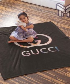 Gucci black luxury brand new logo premium blanket fleece thin blanket to keep warm