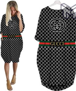 Gucci black monogram batwing pocket dress luxury brand clothing clothes outfit for women hot 2023