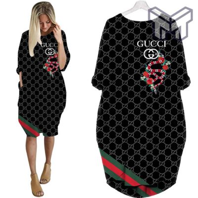 Gucci black snake batwing pocket dress luxury brand clothing clothes outfit for women hot 2023