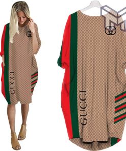 Gucci brown stripe batwing pocket dress luxury brand clothing clothes outfit for women hot 2023 Type01