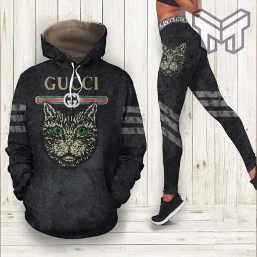 Gucci cat 3d all over print hoodie leggings set gucci gift hot 2023