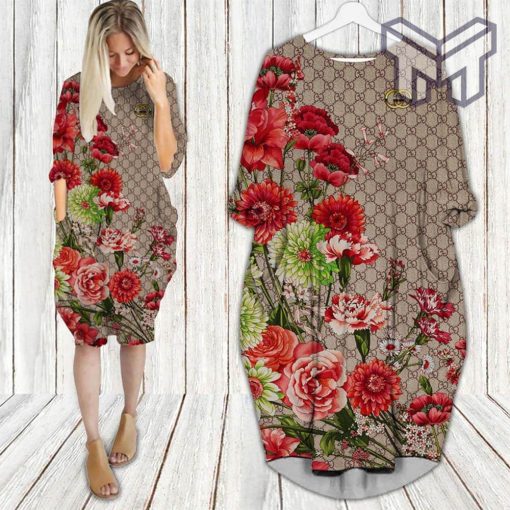 Gucci floral batwing pocket dress luxury brand clothing clothes outfit for women hot 2023