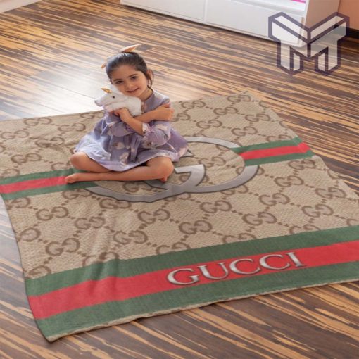 Gucci golden luxury brand hot logo premium blanket fleece thin blanket to keep warm