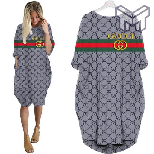 Gucci grey batwing pocket dress luxury brand clothing clothes outfit for women hot 2023