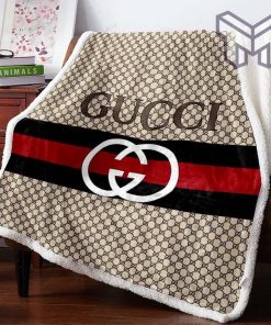 Gucci hive pattern red black line brown quilt blanket