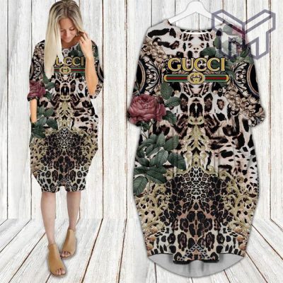 Gucci leopard batwing pocket dress luxury brand clothing clothes outfit for women hot 2023 Type01