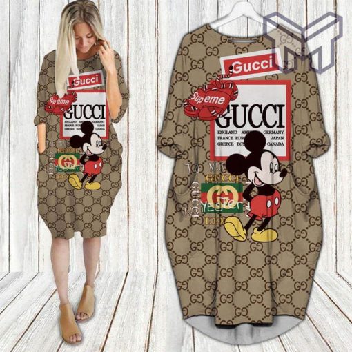 Gucci mickey mouse batwing pocket dress luxury clothing clothes outfit for women hot 2023