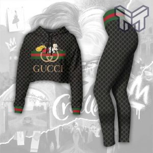 Gucci mickey mouse croptop hoodie leggings for women luxury brand clothing clothes outfit hot 2023