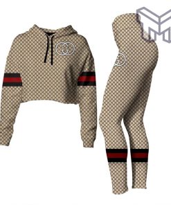 Gucci monogram croptop hoodie leggings for women luxury brand clothing clothes outfit hot 2023
