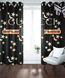 Gucci moon star logo luxury fashion premium window curtain trending 2023 for home decor