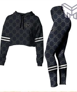 Gucci navy croptop hoodie leggings for women luxury brand clothing clothes outfit hot 2023