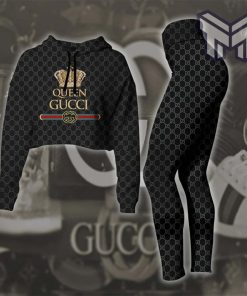 Gucci queen croptop hoodie leggings for women luxury brand clothing clothes outfit hot 2023