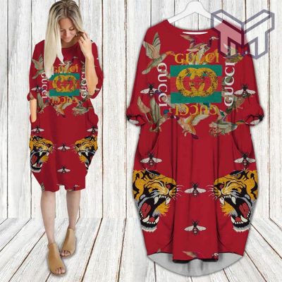 Gucci red batwing pocket dress luxury brand clothing clothes outfit for women hot 2023 Type01