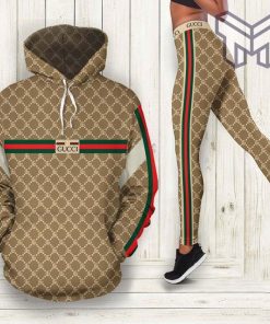 Gucci red green stripe 3d all over print hoodie leggings set gucci gift hot 2023