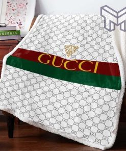 Gucci red green white luxury brand premium blanket fleece hot 2023 for home decor