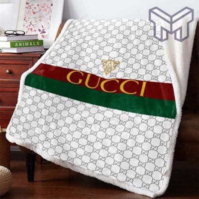 Gucci red green white luxury brand premium blanket fleece hot 2023 for home decor