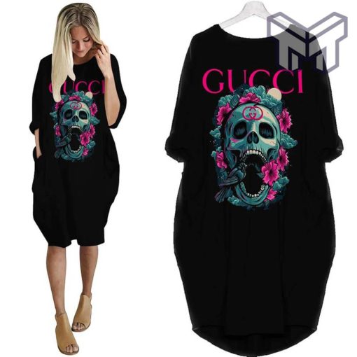 Gucci skull batwing pocket dress luxury brand clothing clothes outfit for women hot 2023 Type01