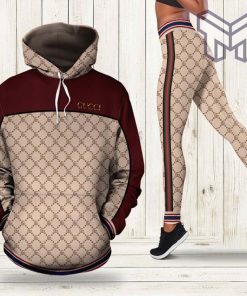 Gucci wine red 3d all over print hoodie leggings set gucci gift hot 2023