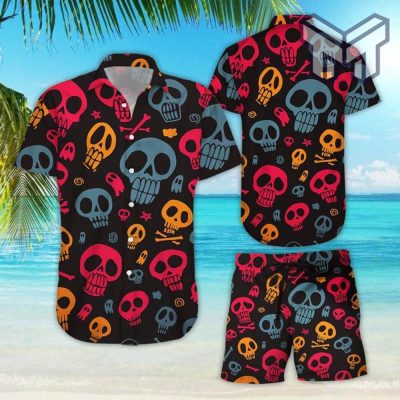 Hawaii Shirt For Mens Halloween Skull Printed Shirts