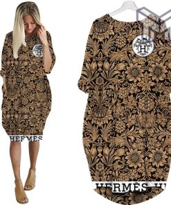 Hermes floral batwing pocket dress luxury brand clothing clothes outfit for women hot 2023