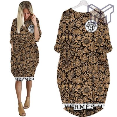 Hermes floral batwing pocket dress luxury brand clothing clothes outfit for women hot 2023