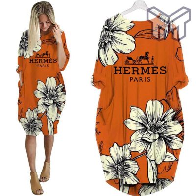 Hermes flower batwing pocket dress luxury brand clothing clothes outfit for women hot 2023