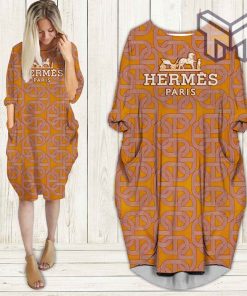 Hermes orange batwing pocket dress luxury brand clothing clothes outfit for women hot 2023