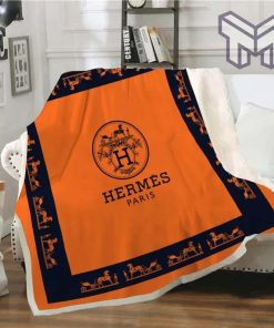 Hermes orange fashion luxury brand fleece blanket comfortable blanket