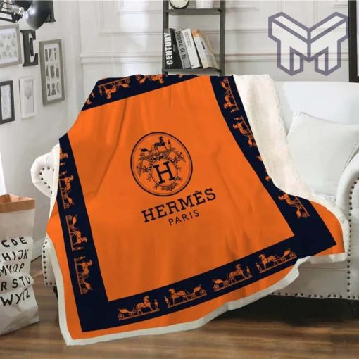 Hermes orange fashion luxury brand fleece blanket comfortable blanket