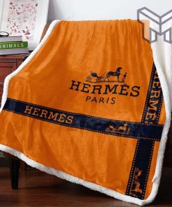 Hermes orange luxury brand premium blanket fleece hot 2023 for home decor special gift for family friend