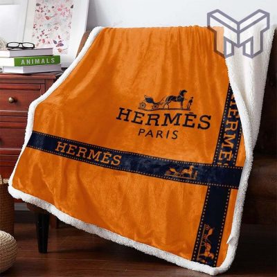 Hermes orange luxury brand premium blanket fleece hot 2023 for home decor special gift for family friend