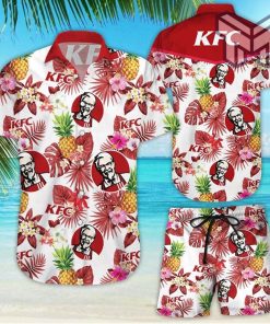 KFC pineapple kitchen Tropical Flower Aloha Hawaiian Shirts and short Summer hawaiian day 3d Hawaii shirt