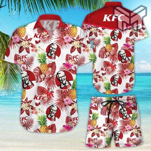 KFC pineapple kitchen Tropical Flower Aloha Hawaiian Shirts and short Summer hawaiian day 3d Hawaii shirt