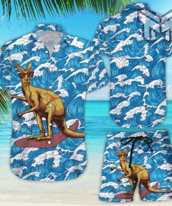 Kangaroo Shirt For Dad Kangaroo Surfing Tropical Summer Hawaiian Shirt Kangaroo Themed Gifts