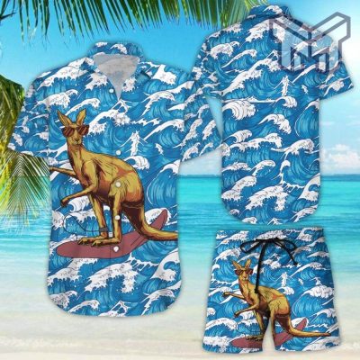 Kangaroo Shirt For Dad Kangaroo Surfing Tropical Summer Hawaiian Shirt  Kangaroo Themed Gifts