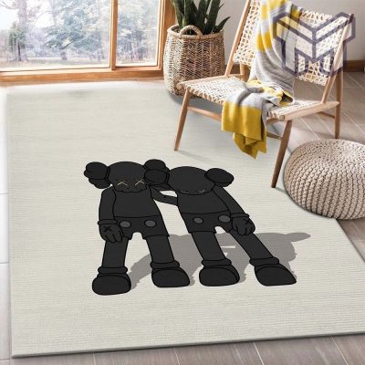 Kaws along the way black area rug bedroom rug christmas gift us decor