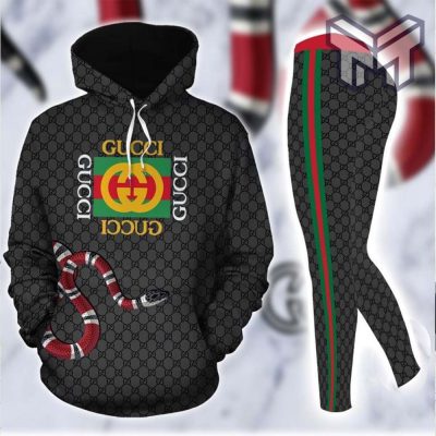 King snake gucci 3d full print hoodie and leggings set hot 2023